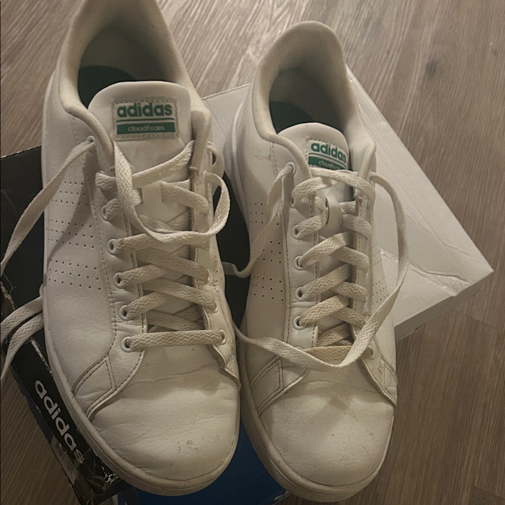 Adidas White and Green Casual Sneakers